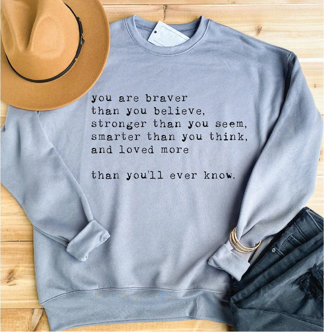 

You are braver than you believe sweatshirt pure cotton funny slogan vintage Christian Bible baptism pullovers young tops L485