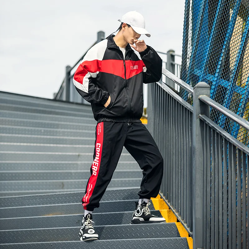 

2021 Men's Hip Hop Tracksuit Mens Clothing 2 Pieces Sets Man Streetwear Jacets And Harem Pants