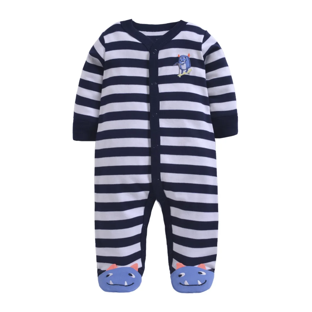 black white stripes Детский хлопковый комбинезон с длинными рукавами для мальчиков, jumsuit, одежда для маленьких мальчиков от 0 до 3 месяцев зимняя одежда для маленьких девочек, комбинезон - Цвет: black white stripes