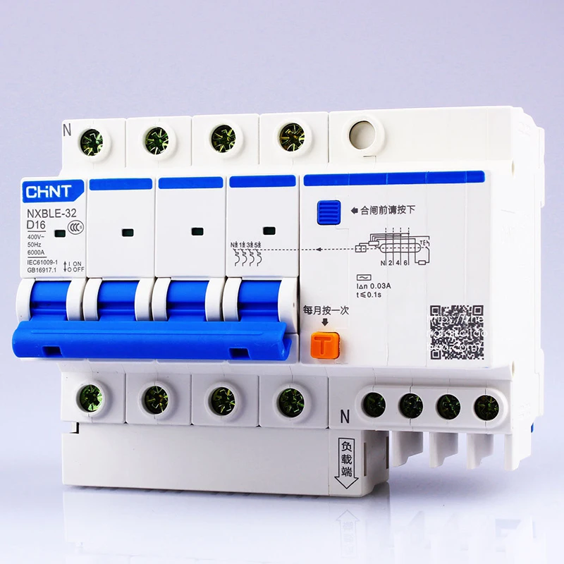 Устройство для остаточного тока CHINT AC230/400V NXBLE 32 4P тип D 6 10 16 20 25 32A|Автоматические