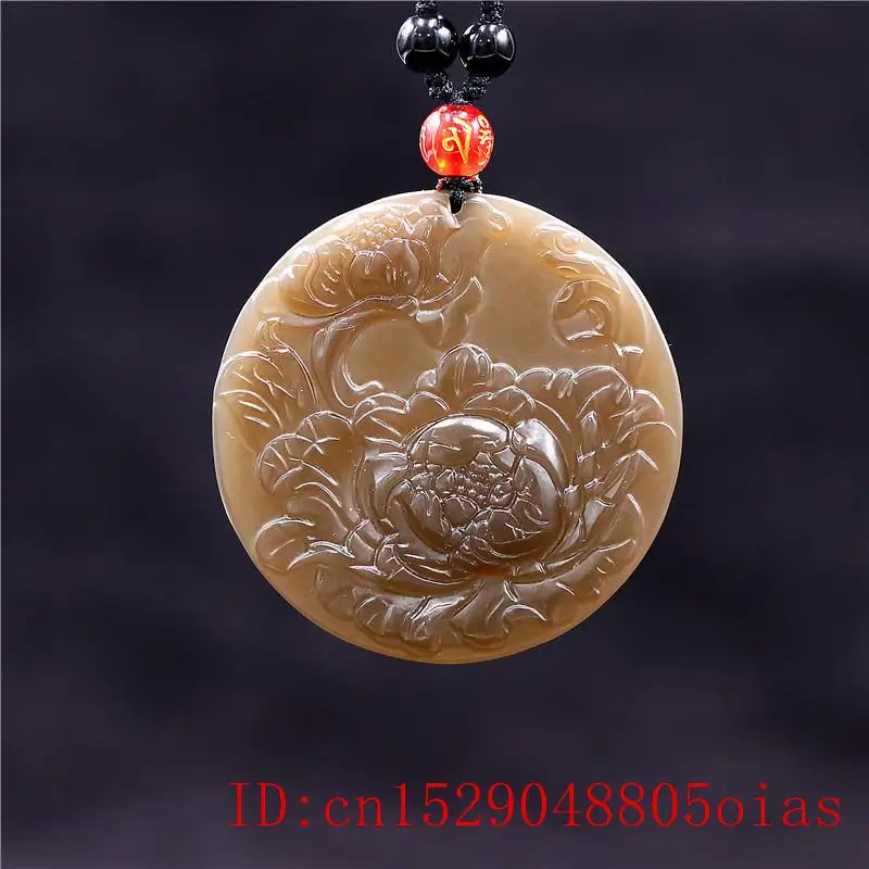 Подвеска с коричневой Нефритовой розой Очаровательное ожерелье модные