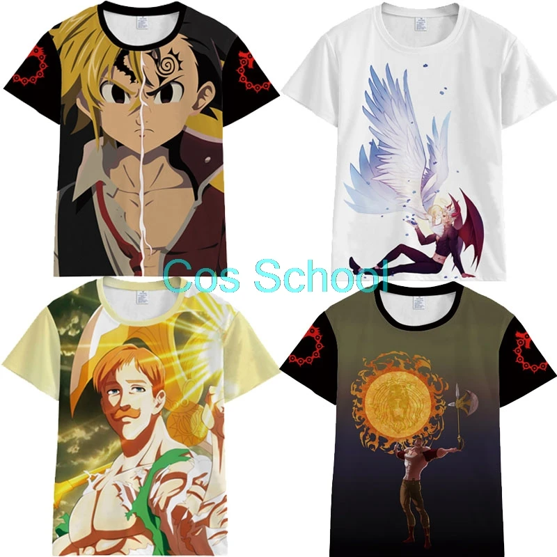 Cos School The Seven Deadly Sins футболка для косплея с короткими рукавами 3D принтом Meliodas топы