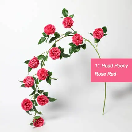 rose red Искусственные цветы Xuanxiaotong, 1 шт., 145 см., голубой пион, 11 головок, розовые пионы, цветы, Виноградная лоза, для дома, вечерние, розы, украшения для сада - Цвет: rose red