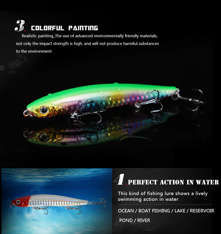 8g 90mm floating fishing lure wobbler for bass pencil jerkbait saltwater artificial bait topwater swimbait hard | Спорт и
