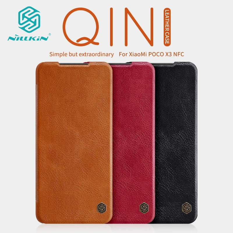 

Чехол Nillkin Qin для Xiaomi Poco X3 NFC, роскошный кожаный защитный чехол-книжка для Xiaomi Poco X3 Pro, чехол
