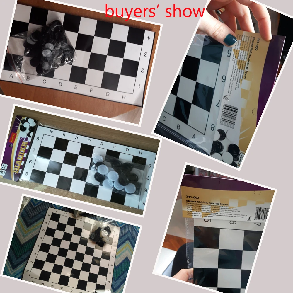 

International Checkers Portable Folding Plastic Chess Game Board Size 33*33cm + 24pcs Chess