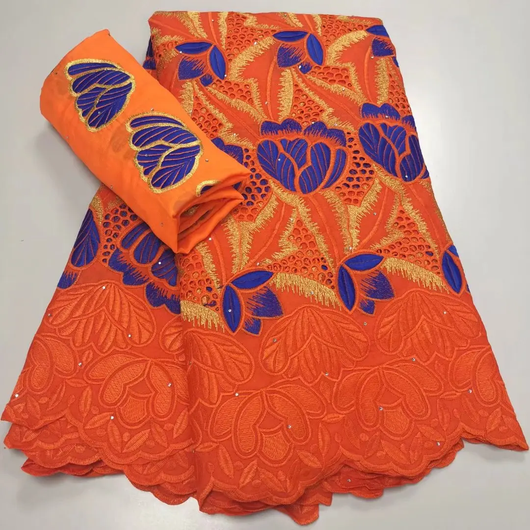 

High Quality Blue African Bazin Riche Lace Fabric African Brode Nigerian Swiss For Dress