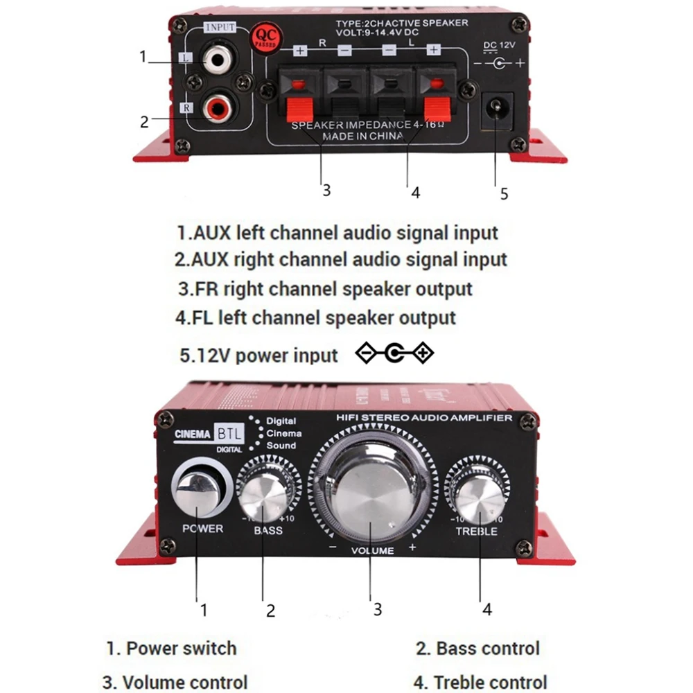 MA170 Hi Fi светодиодный мини аудио стерео мощность аркадный усилитель игровой