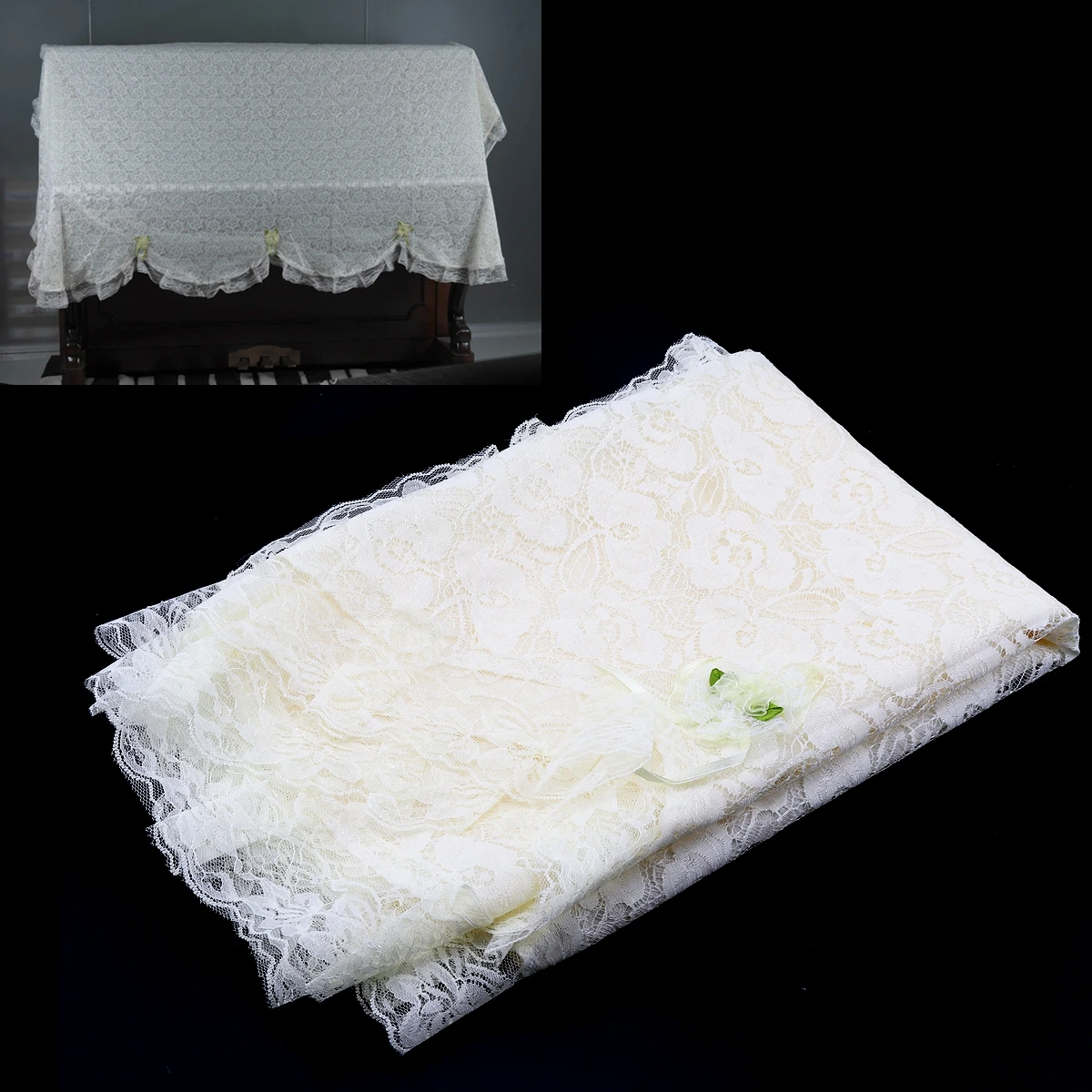 

175 x 120cm Upright Piano Dust-proof Lace Half Cover Keyboard Instrument Cover Dust Guard Tool