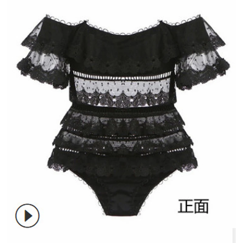 

Women One Piece Swimsuit Swimwear 2020 Push Up Princess Puffed Cake Female Sexy Silk Falbala Word Solid Spandex Sierra Surfer