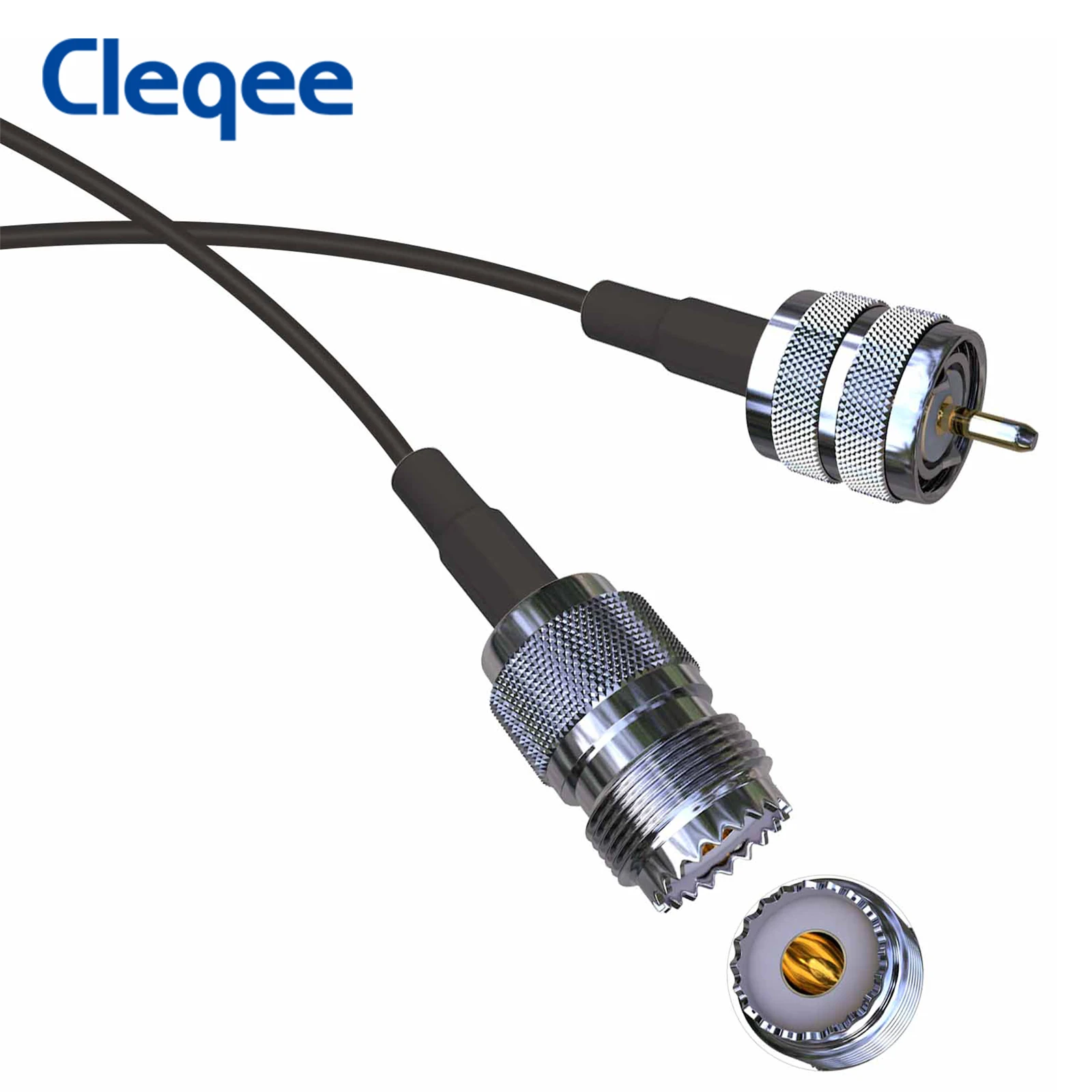 

Cleqee T10008 UHF PL259 Male to SO239 Female Low Loss Coaxial Cable 3.3ft/1m RG58 for CB Radio Ham Radio Antenna Amateur Mobile