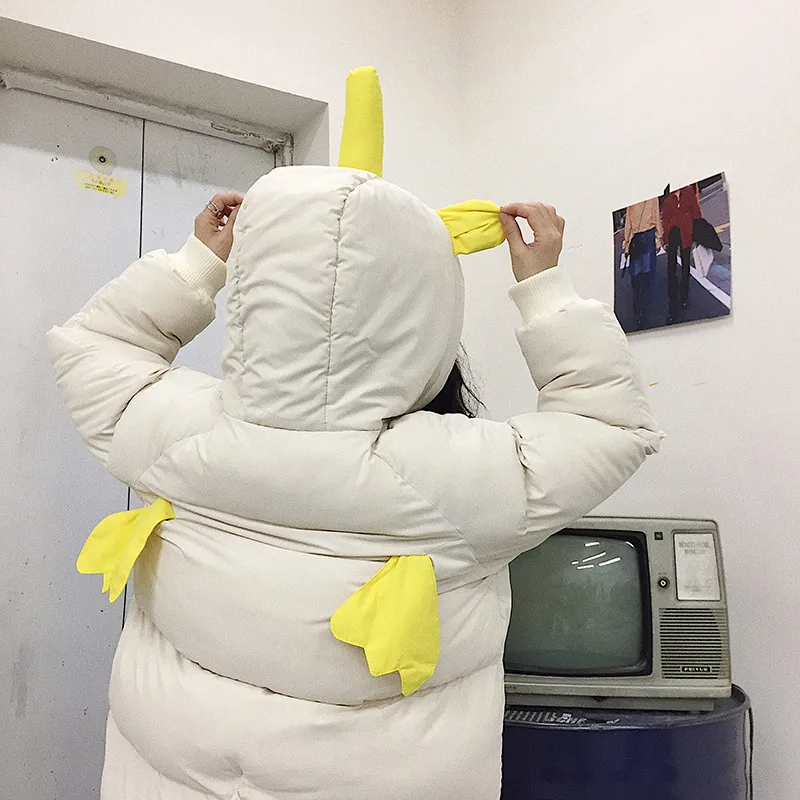 Женское пальто Осень-зима Ins с крыльями пузырчатое Пара толстых теплых хлопковых