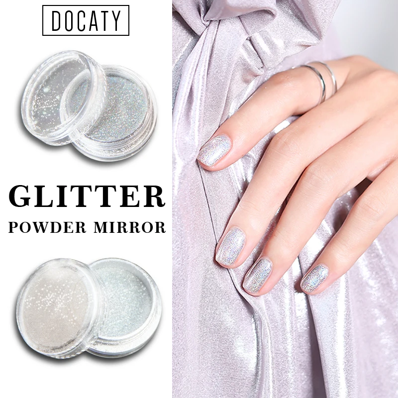 Docaty дизайн маникюра Голографический лазерный лак для ногтей Блестящий Порошок