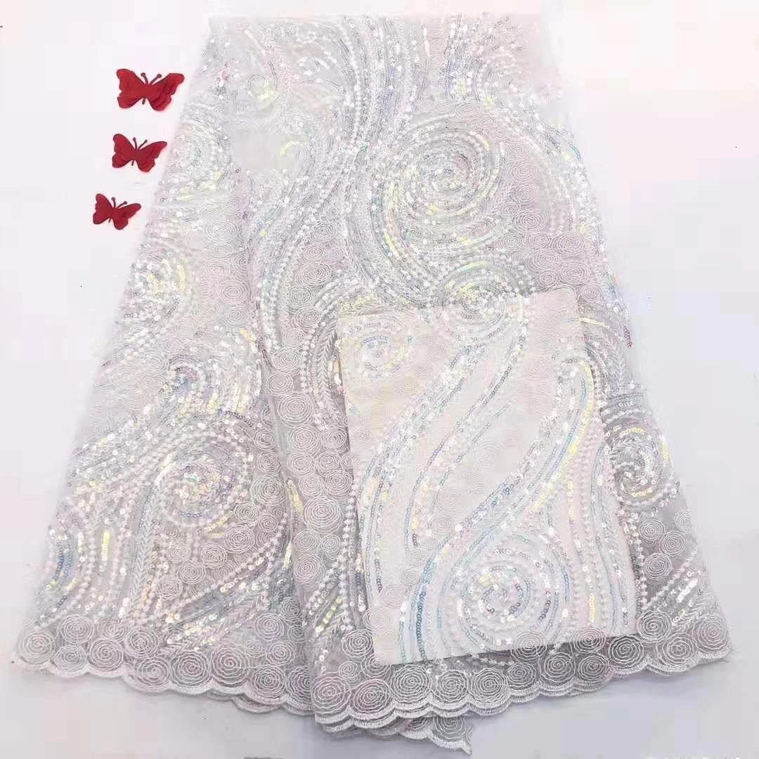 

New Style French Lace Fabric sequins African Lace Fabric 2019 High Quality Lace Embroidered Fabric For Nigerian Wedding dress