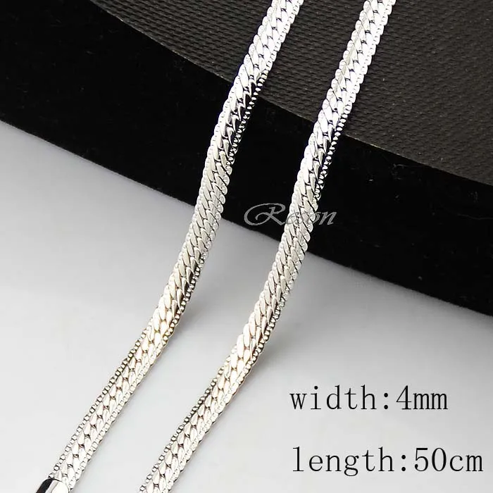 white 4mm 50cm 1 шт 45 см-70 см длиной 3 мм 4 мм Мужская Женская пара розового золота заполненная Змея Ожерелье Елочка цепь E153 - Окраска металла: white 4mm 50cm