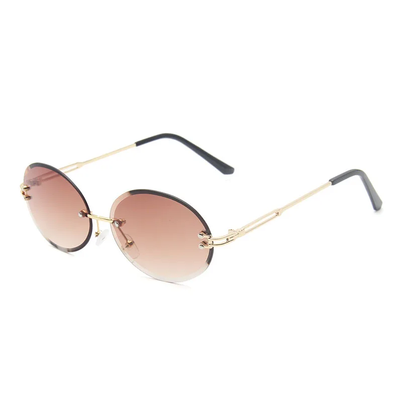 

Fashion Women Rimless Sunglasses Luxury Brand Designer Ladies Oval Sun Glasses UV400 Shades Female Eyewear Oculos de sol