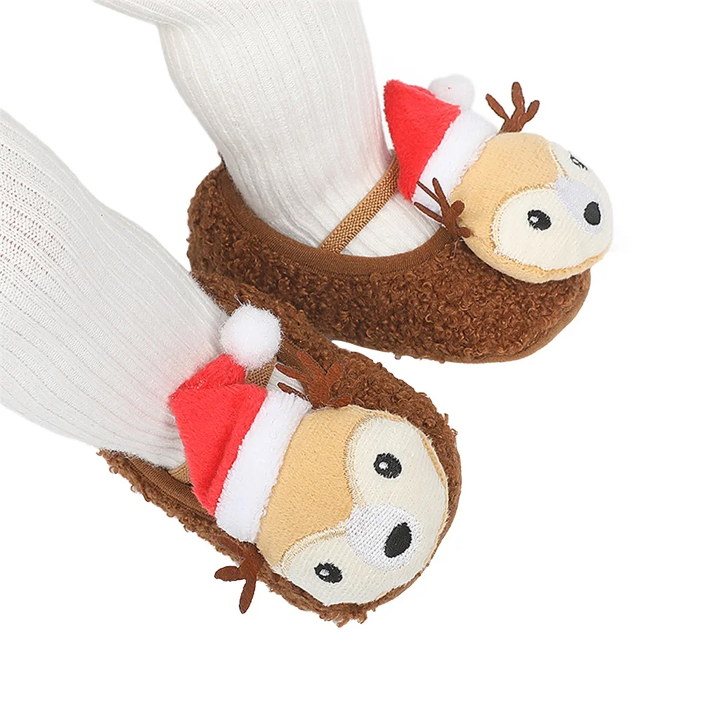 Теплые тапочки для новорожденных девочек и мальчиков мягкая плюшевая обувь