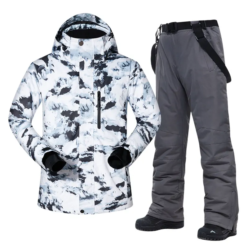 

Мужской лыжный костюм большого размера-30 температурная Водонепроницаемая теплая зимняя куртка и брюки для альпинизма сноуборда