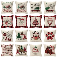 red green christmas cushion cover sofa pillow covers xmas decorative new year 2022 decor merry christmas elk tree pillowcase
