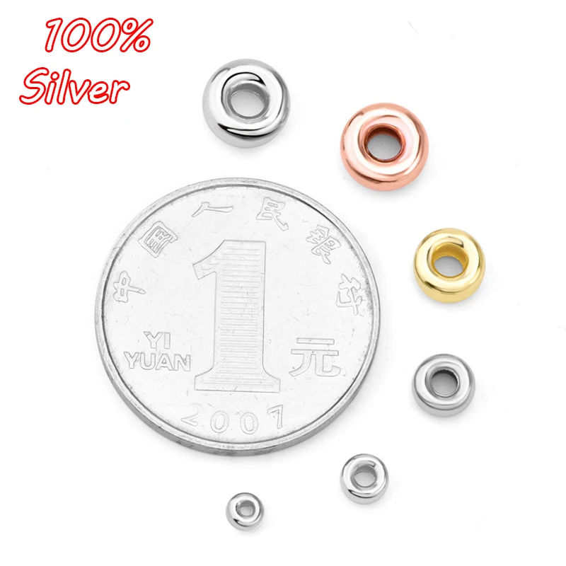 

10pcs 2020 Authentic 925 Sterling Silver Color Smooth Round Spacer Stopper Beads DIY Jewelry Making Original Charm Bracelets