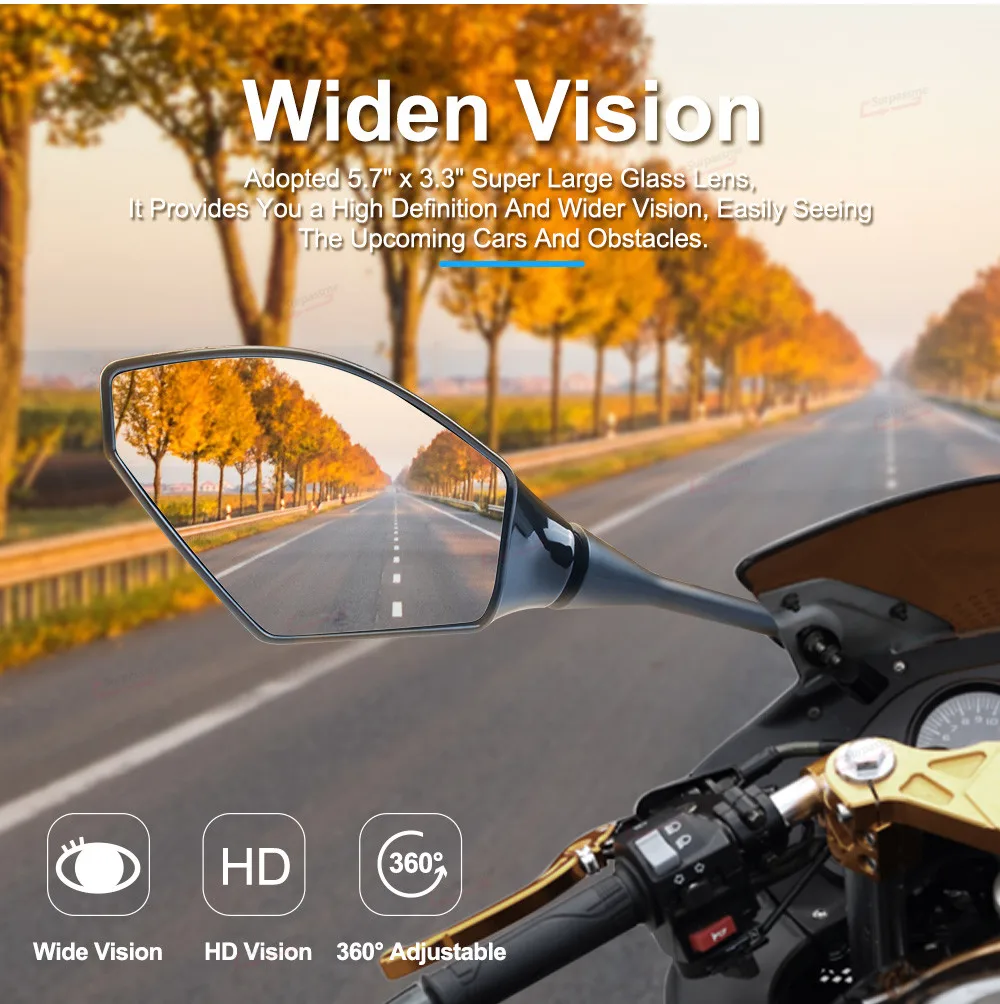 Мотоциклетное зеркало заднего вида с синим янтарным светодиодом светильник