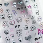 Наклейки для дизайна ногтей серия ужасов Хэллоуина страшная кукла летучая мышь кролик бабочка ультратонкие DIY украшения для дизайна ногтей