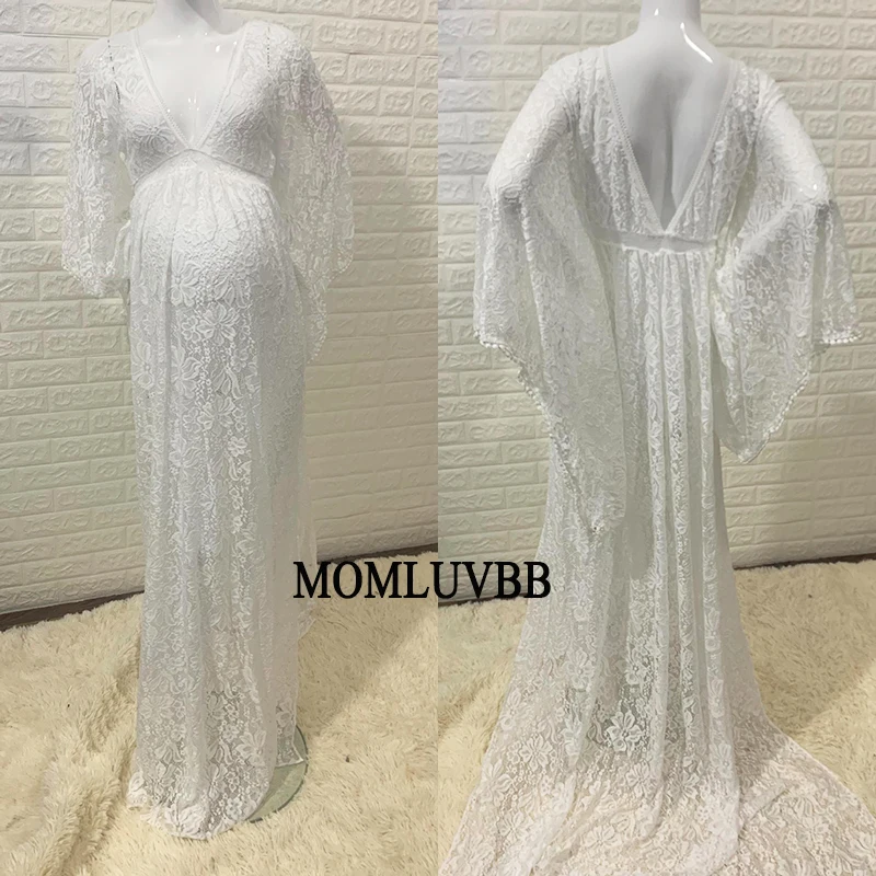 MOMLUVBB сексуальное кружевное платье макси для беременных с глубоким V-образным