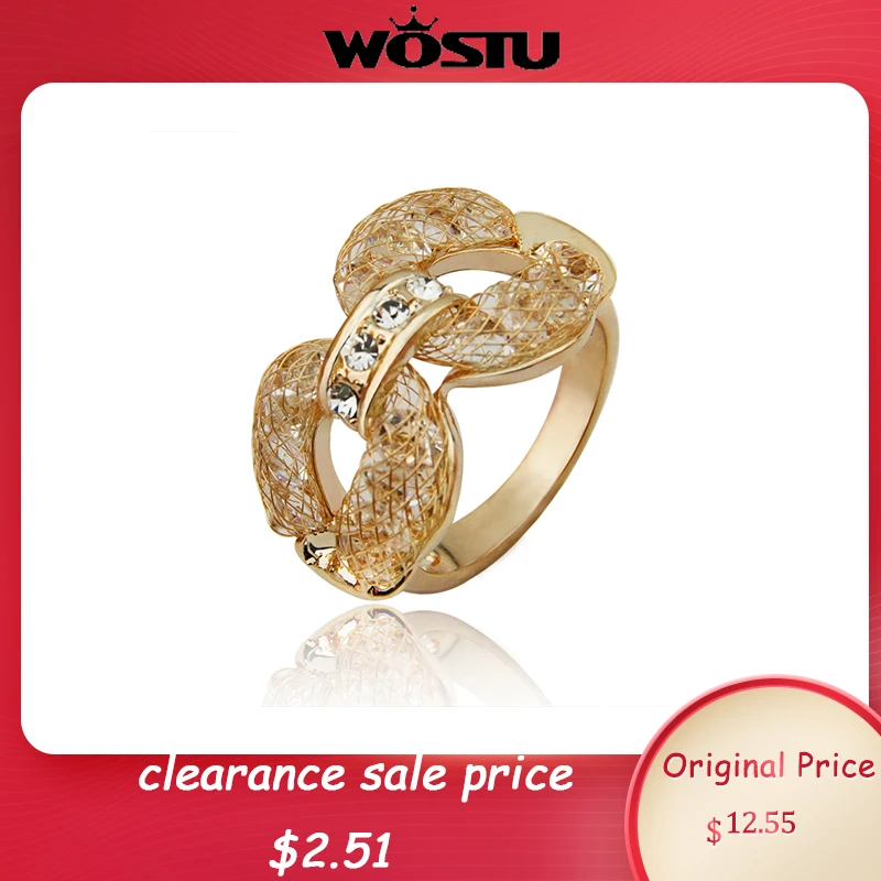 Распродажа по низкой цене золотого цвета Блокировка провода сетка кольцо