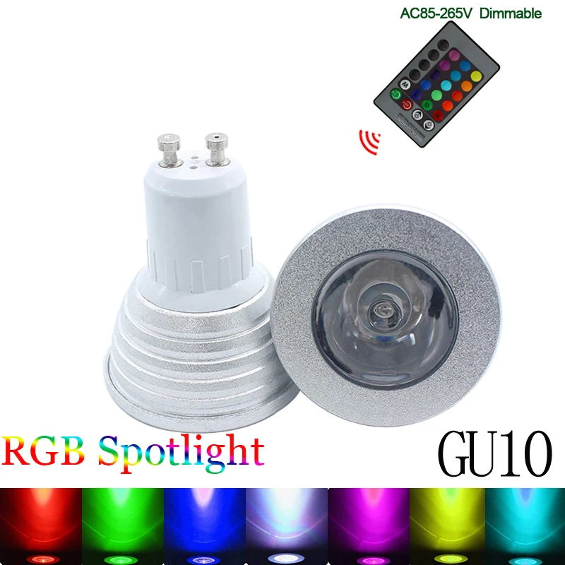 E27 E14 GU10 Светодиодный лампочки 3 Вт 5 RGB пятно 16 Цвет светодиодный светильник AC85 265V