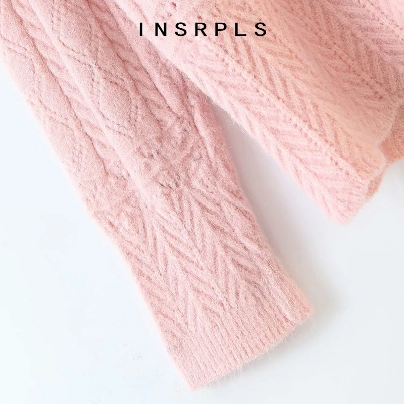 INSPRLS женский милый модный Свободный вязаный свитер винтажный воротник с