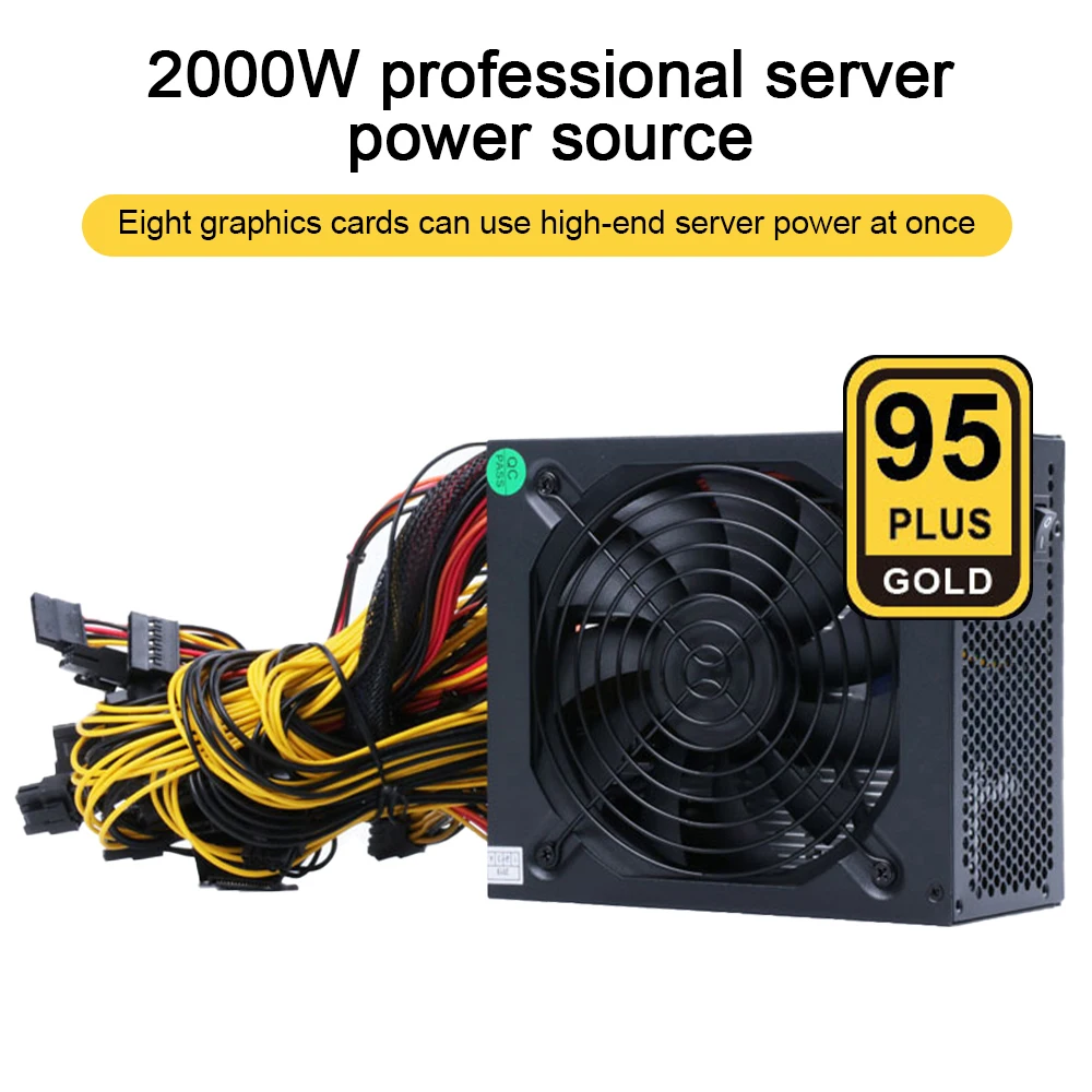 

1800W 160V-240V ATX ETH Mining Bitcoin Power Supply 95% Efficiency Support 8 Display Cards GPU for BTC Bitcoin Miner
