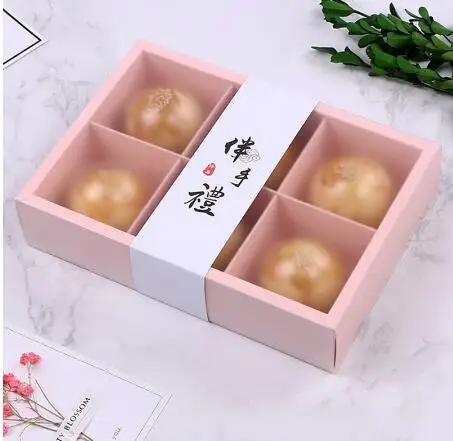 Розовая Подарочная бумажная коробка с матовой крышкой отдельная 6 ячеек упаковка