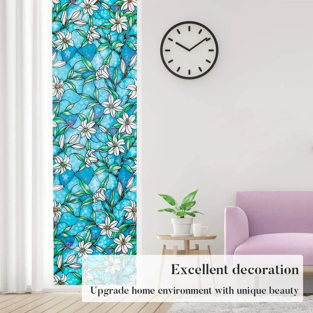 Витражная оконная пленка BUNPIG антиклейкая матовая из магнолии декоративная