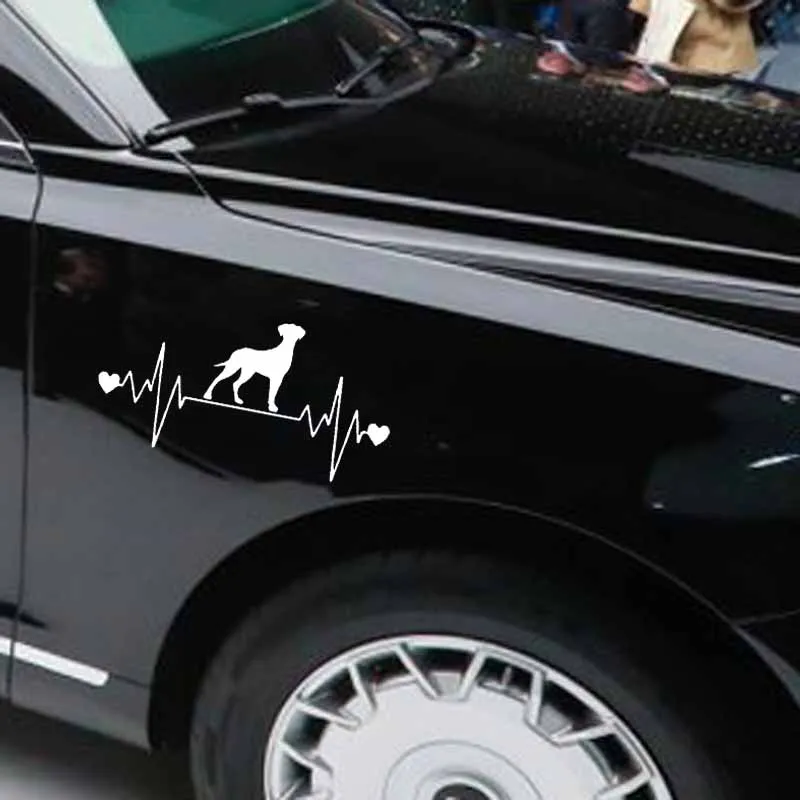 

Personalized 18cm X 9cm Car Sticker and Decal Motorcycle Great Dane Uncropped Lifeline Heartbeat Dog Waterproof Accessories PVC