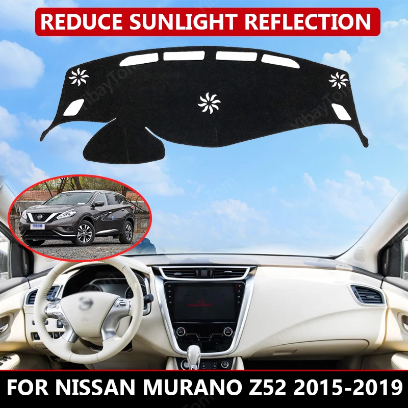 

Carpet Dash mat for Nissan Murano Z52 2015-2019 Auto Dashboard Velvet Cover Black blocks dust reduces noise car accessories