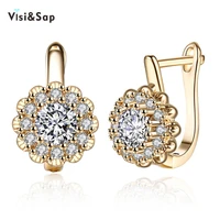 visisap fashion flower cubic zirconia hoop earrings for lovers women girls arty gifts jewelry champagne gold color vkzce151