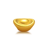 1pcs real 24k yellow gold pendant 3d lucky mini ingot yuanbao diy bracelet women gift 128mm
