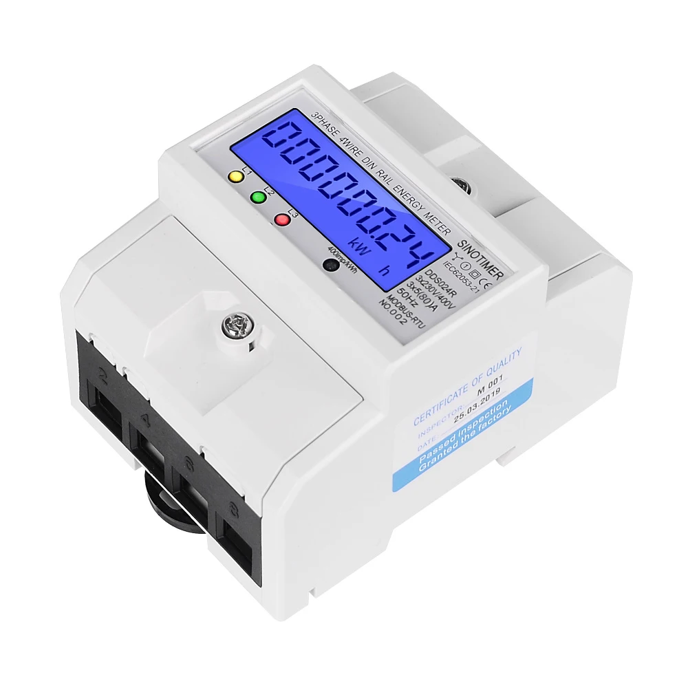 RS485 Modbus Rtu din-рейка 3 фазы 4 провода электронный ваттметр Потребляемая Мощность счетчик энергии 5-80A 380 В переменного тока 50 Гц ЖК-подсветка