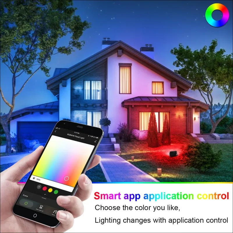 Умный Светодиодный прожектор 20 Вт с Bluetooth уличный Точечный светильник RGB