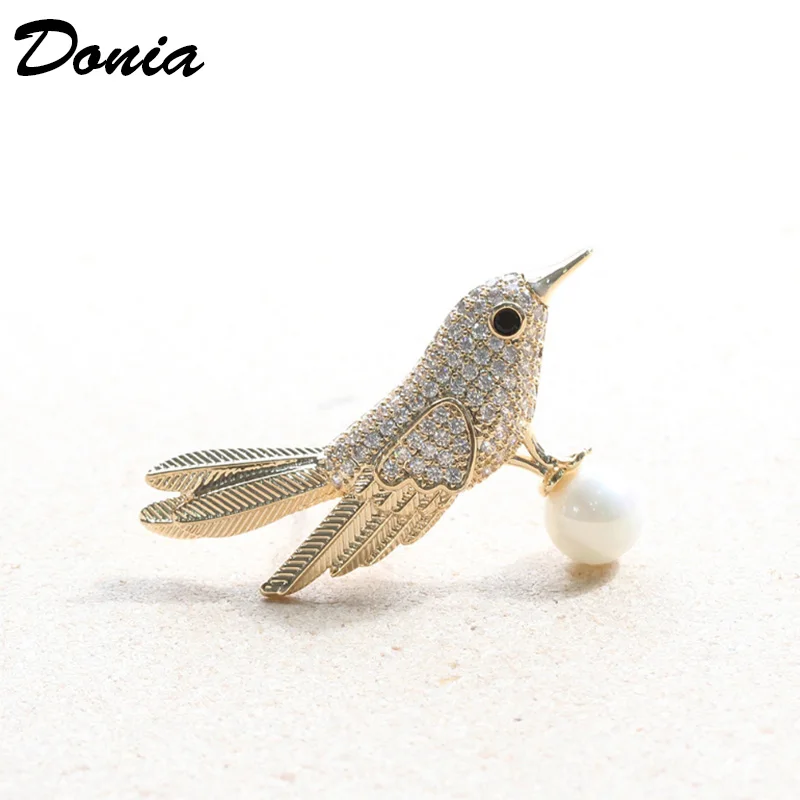 Ювелирные изделия Donia Золотая микро инкрустированная AAA циркон птица брошь милые