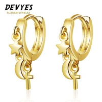 ins new fashion hanging stars and moon tassel hoop earrings for women pendant earrings charming ear jewelry