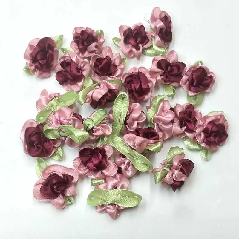 30 шт. лента с цветами и листьями|ribbon flowers appliques|apparel sewingflower flower |