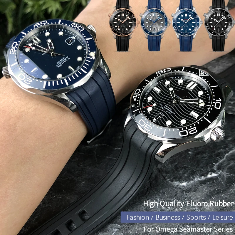 Ремешок силиконовый для часов Omega New Seamaster 20 мм 21 19 22 мягкий ремешок черного и