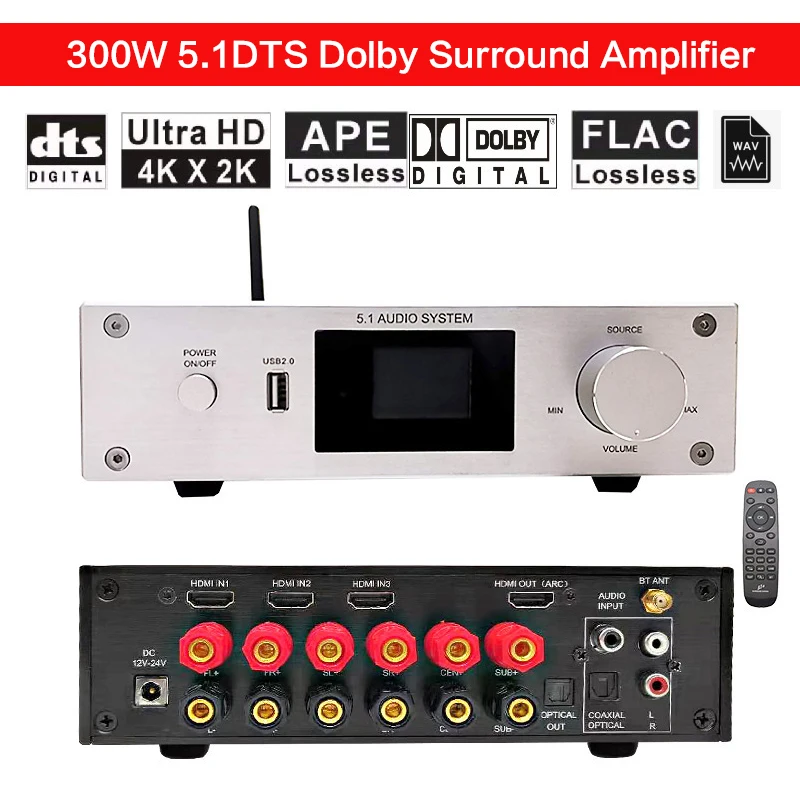 300 вт 5 1 мощный усилитель для домашнего кинотеатра AC3 DTS Dolby Surround U Disk