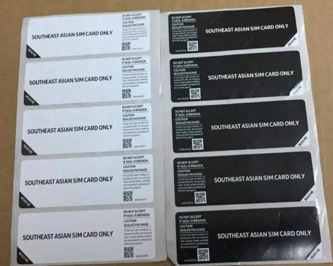 

500Pcs Black White SIM Card Only Seal Label Sticker For SAM Phone Package box sealing strip