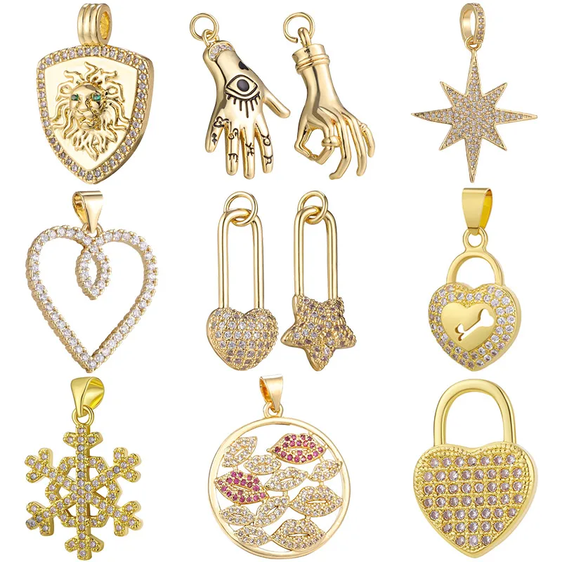 Juya DIY Роскошный Золотой Лев Хамса рука сглаза любовный сердечный медальон губы