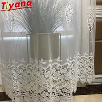 embroidery hollow tulle curtains for living room white lace hollow leaves tulle for bedroom balcony vt