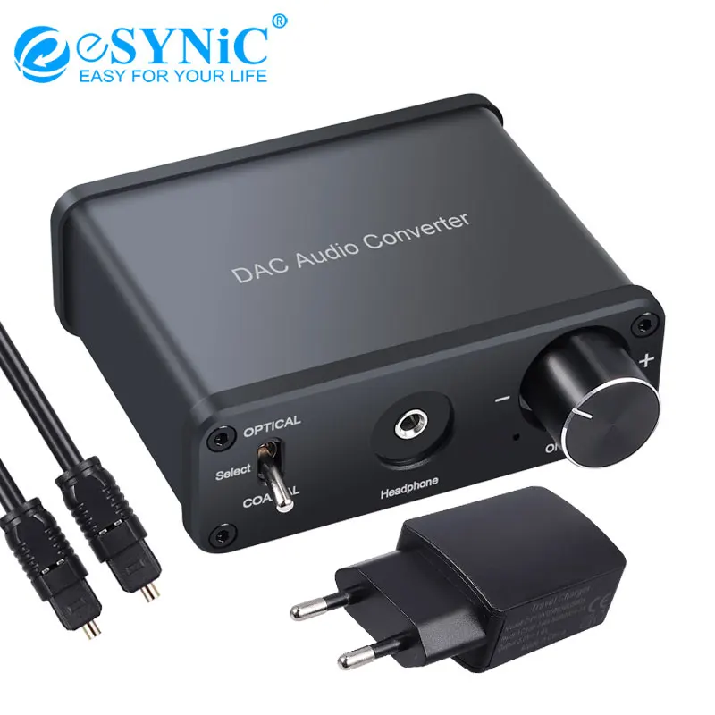 Преобразователь eSYNiC 192 кГц DAC усилитель для наушников HiFi коаксиальный Toslink L/R RCA 3