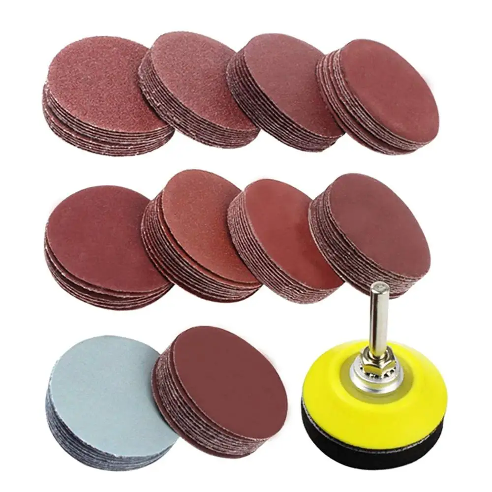 2 Inches 100pcs Sanding Discs Pad Kit with Backer Plate 1/4 