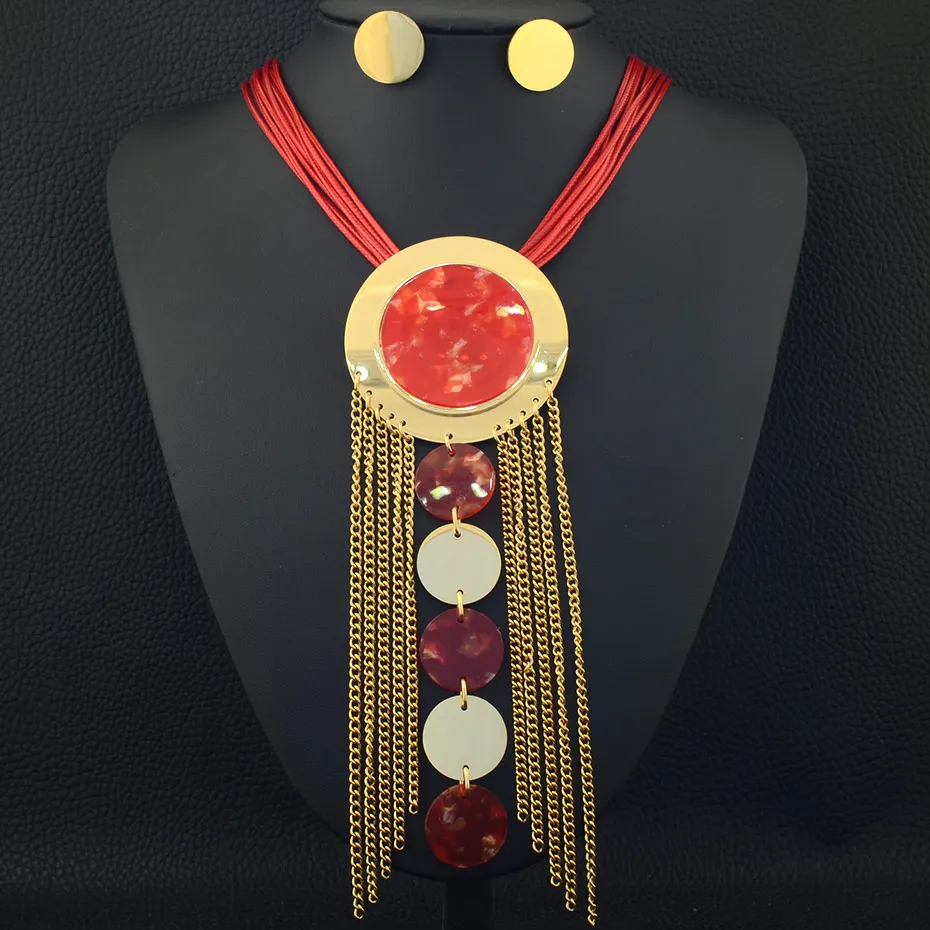 Модный металлический длинный большой круглый кулон из нержавеющей стали